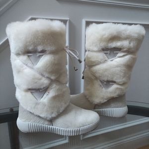 Oscar Sport Faux Fur Boots White Women's 39 Fit like US 8.5 Made in Italy